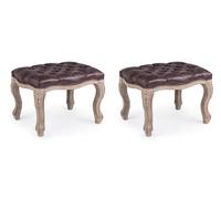 Set 2 Pouf Poggiapiedi 53x42x38 cm in Tessuto Diva Dark Dark