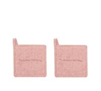 Set 2 presine 17x17 cm ruggine con scritta in misto cotone