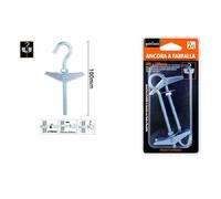 SET 2 PZ ANCORA A FARFALLA CON GANCIO ACCIAIO CON DADO RONDELLA M5X100 MM 57229