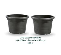 SET 2 PZ CILINDRO LISCIO VASO in PLASTICA Ø 80x57xh56cm 168 Lt PIANTE AGRUMI