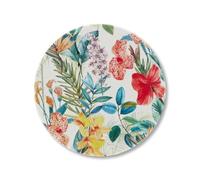 Set 2 Pz Piatti Piani Decoro Floreale Tropicale In Melamina Mod. Garden Touch-Mel Emporio Zani