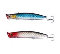 Set 2 Pz Sea Popper Serra Barracuda Spigola Esche Artificiali Pesca Spinning Mare