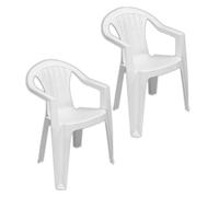 SET 2 PZ SEDIA RATAK SCHIENALE BASSO MONOBLOCCO BIANCA OPACA CON BRACCIOLI 02104