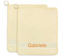 Set 2 salviette personalizzate con nome ricamato, Set due salviette asilo con nome, Salvietta in spugna con appendino, Salvietta asilo con ricamo (03 Giallo)