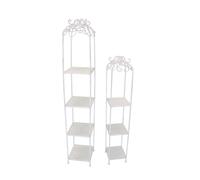 Set 2 Scaffali 4 e 3 ripiani in alluminio bianco antico Giada