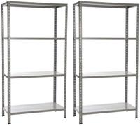 Set 2 Scaffali in Metallo 4 Ripiani 60x30x140 cm Grigio