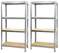 Set 2 Scaffali in Metallo 4 Ripiani in Legno Truciolato 90x40x176 cm Joker