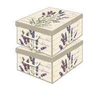 Set 2 Scatole Armadio Portaoggetti con Coperchio profumato Lavanda - Organizer Cambio Stagione in Cartone 32x42x17,5 cm - Made in Italy, Resistenti, Facili da Montare, con Maniglie