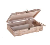 Set 2 Scatole Portabottiglie in Legno con Manico in Corda Altezza 35 cm