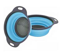 Set 2 Scolapasta Pieghevoli Tondi in Silicone Antiscivolo e Salvaspazio