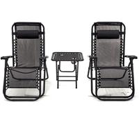 Set 2 Sdraio Zero Gravity Con Tavolino 3 Pezzi - Sedia Reclinabile Pieghevole Te