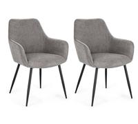 Set 2 Sedie 58x63x85,5 cm Cora in Tessuto Nero e Grigio Scuro