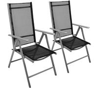 Set 2 Sedie Campeggio Sedia Pieghevole Giardino Reclinabile 5 Posizioni Grigio