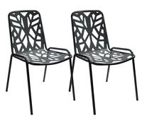 Set 2 Sedie da Giardino 52x59x83 cm in Acciaio RD Italia Fancy Antracite