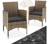 Set 2 Sedie Giardino Polyrattan Sedia Poltrona Alta Cuscini + 2 Coperture