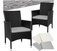 Set 2 Sedie Giardino Polyrattan Sedia Poltrona Alta Cuscini + 2 Coperture