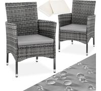 Set 2 Sedie Giardino Polyrattan Sedia Poltrona Alta Cuscini + 2 Coperture