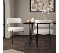 Set 2 sedie lounge da cucina rivestite tessuto bianco poltroncine con schienale