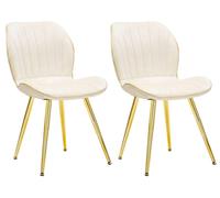 Set 2 Sedie Paris Space Crema e Oro 46x58x77 cm in Legno e Ferro