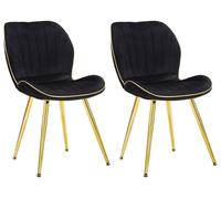 Set 2 Sedie Paris Space Nera e Oro 46x58x77 cm in Legno e Ferro