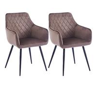 Set 2 Sedie per Sala da Pranzo con Braccioli, Poltroncina Rivestimento in Velluto, Sedie Ergonomiche, Poltrona Imbottita Camera da letto, Casa, Sala d'Attesa, Soggiorno, Design Moderno (Marrone)