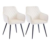 Set 2 Sedie per Sala da Pranzo con Braccioli, Poltroncina Rivestimento in Velluto, Sedie Ergonomiche, Poltrona Imbottita Camera da letto, Casa, Sala d'Attesa, Soggiorno, Design Moderno (Beige)