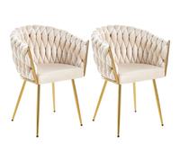 Set 2 Sedie per Sala da Pranzo e Ufficio in Velluto Beige Sedia Ergonomica