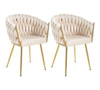Set 2 Sedie per Sala da Pranzo e Ufficio in Velluto Beige Sedia Ergonomica