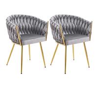 Set 2 Sedie per Sala da Pranzo e Ufficio in Velluto Grigio Sedia Ergonomica