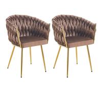 Set 2 Sedie per Sala da Pranzo e Ufficio in Velluto Marrone Sedia Ergonomica