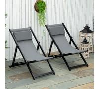 Set 2 Sedie Poltrona Sdraio da Esterni, Pieghevoli e Reclinabili, in Alluminio, 1x60x85 cm, Grigio Scuro