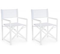 Set 2 Sedie Regista da Giardino 48x56x86h cm Taylor Bianco