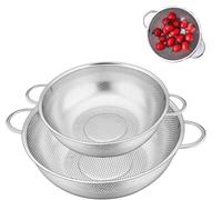Set 2 setacci da cucina con manici, passapasta diametro 22 cm, passapasta in acciaio inox 19 cm, cestello passacavo sopra, per scolare pasta, verdura e frutta, riso, lavabili in lavastoviglie