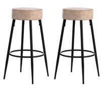 Set 2 Sgabelli 33x33xH77,5 cm in Microfibra Greg Beige