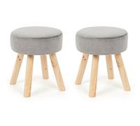 Set 2 Sgabelli 34x34x38 cm in Velluto Adeline Grigio
