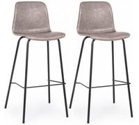 Set 2 Sgabelli 39x44x103,5 cm in Similpelle Beige