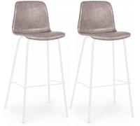 Set 2 Sgabelli 39x44x103,5 cm in Similpelle Bianco e Beige