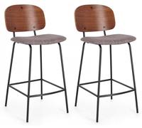 Set 2 Sgabelli 43,5x52,5x93,5 cm Sienna in Tessuto Grigio