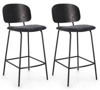 Set 2 Sgabelli 43,5x52,5x93,5 cm Sienna in Tessuto Grigio Scuro