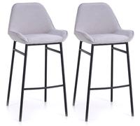Set 2 Sgabelli 49,5x41x105 cm in Similpelle Grigio Chiaro