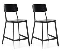 Set 2 Sgabelli 51x51,5xH97 cm in Legno e Metallo Woody Nero