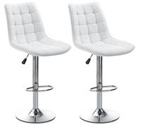 Set 2 Sgabelli 51x60x95/115 cm in Similpelle Bianco