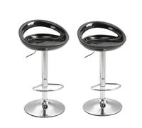 Set 2 Sgabelli con Alzata a Gas e Seduta Girevole in ABS Nero