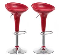 BAKAJI Set 2 Sgabelli Bar Cucina Design Moderno Base in Acciaio Cromato Seduta in ABS Sgabello Girevole con Altezza Regolabile e Poggiapiedi (Bordò)