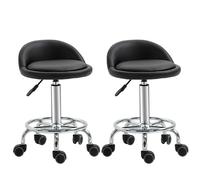 Set 2 Sgabelli Girevoli con Ruote 38x38x57-72 cm in Similpelle Nero