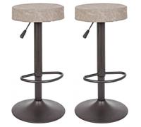 Set 2 Sgabelli Regolabile 35x35x64/85 cm Piper in Ecopelle Grigio Chiaro Vintage