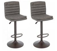 Set 2 Sgabelli Regolabili 41x50x94,5-115,5 cm Connor in Ecopelle Grigio Scuro Vintage