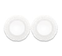 Set 2 Sottopiatti Rotondi Trasparenti | in Plastica Rigida Ø 33 cm | Design Ornato Barocco, Sottopiatto Elegante per Matrimonio, Natale ed Eventi Speciali | Decorazione Tavola (Ø 33 cm, 2 pezzi)