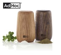 SET 2 SPARGI SALE E PEPE IN LEGNO NATURALE DI QUERCIA CHIARO E SCURO "ADHOC"