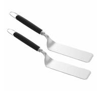 Weber Set di 2 spatole per grigliare, in acciaio inox, con bordo frontale smussato per un facile scorrimento sotto il cibo - argento/nero (3400424)